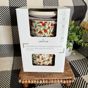 2 Crofton Farmhouse ceramic Strawberry Mini Casserole Dishes